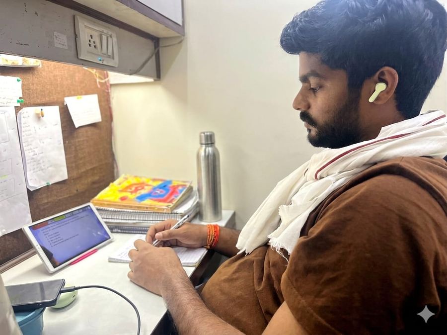 Modern study hall with AC and motivational posters — Achievers Library Dwarka