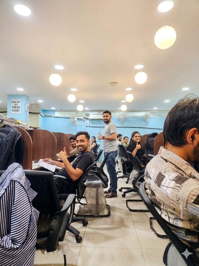 Rooftop open study space with garden swing — Achievers Library Paschim Vihar